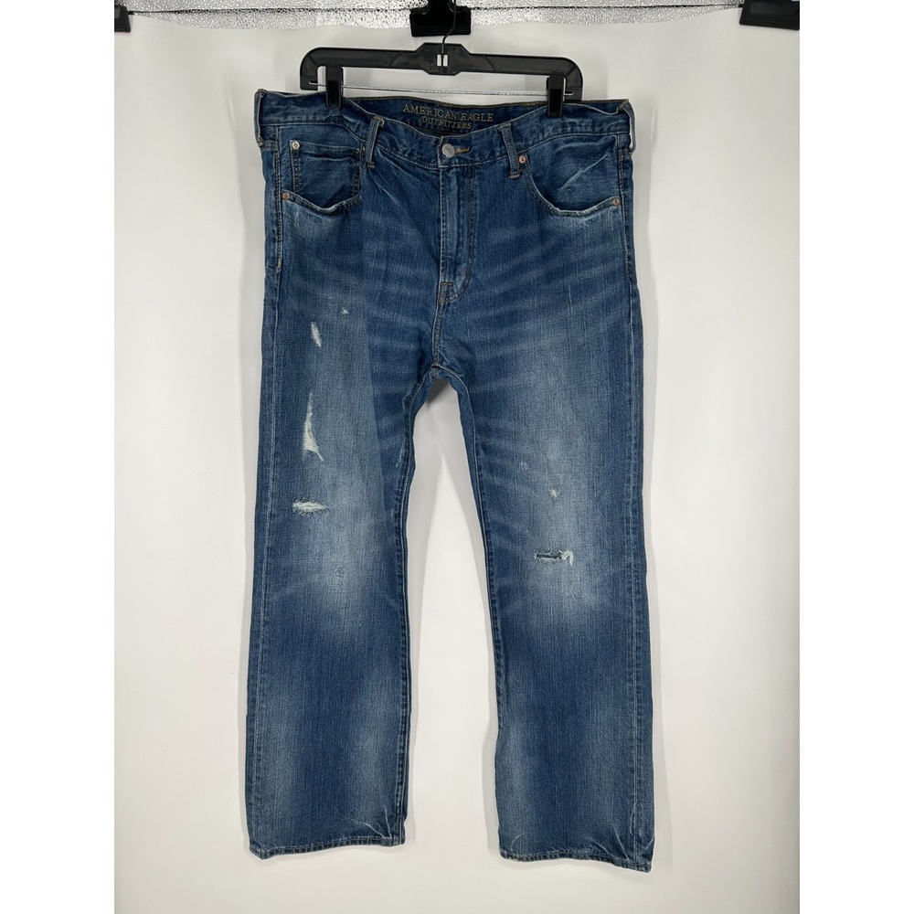 American Eagle‎ Outfitters Jeans Mens 38x32 Blue Denim Distressed Original Boot
